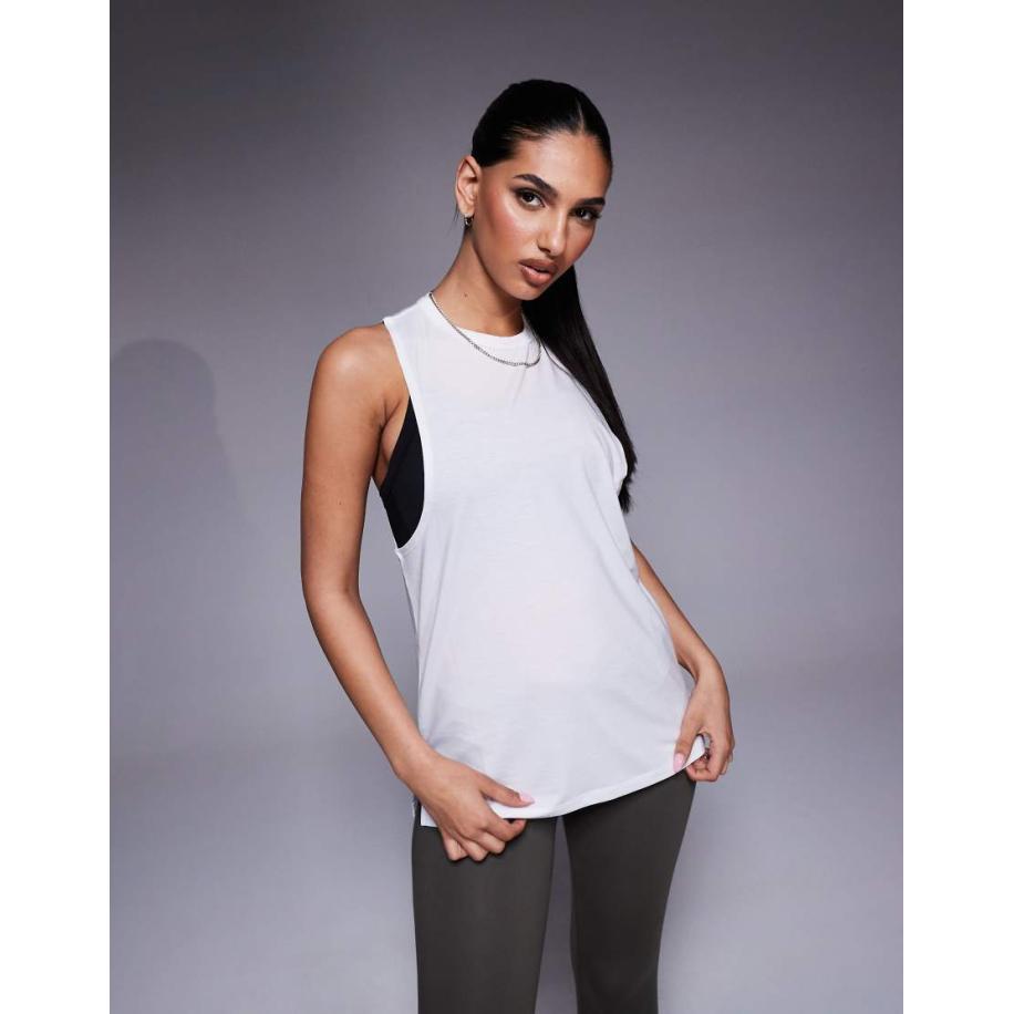 4505 Performance hemdje van sneldrogende jersey met verlaagde armsgaten in wit Wit