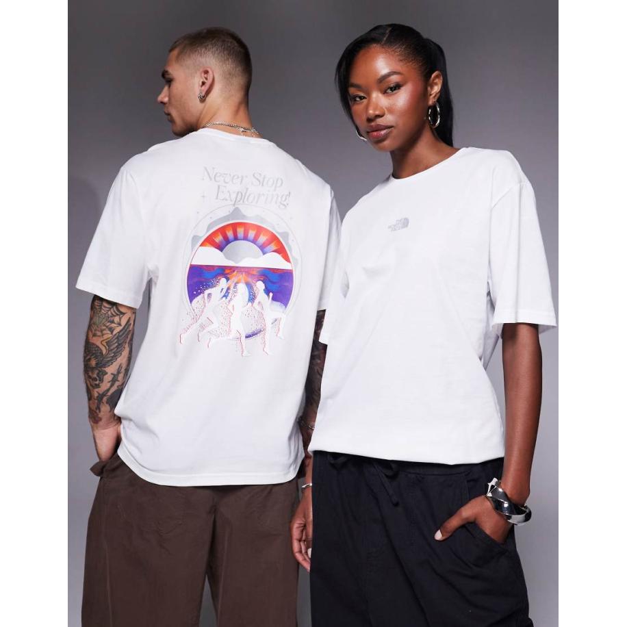 The North Face - Uniseks T-shirt met Never Stop-print op de achterkant in wit Wit