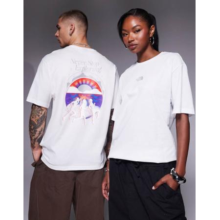 The North Face - Uniseks T-shirt met Never Stop-print op de achterkant in wit