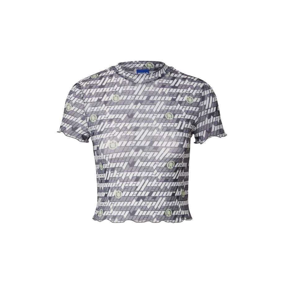 Hugo Boss HUGO Shirt Daleana_B citroen / zwart / wit -