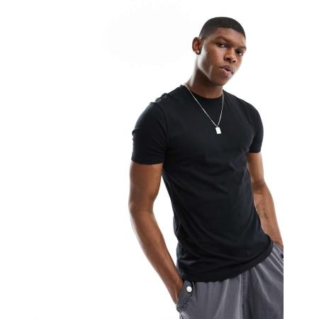 New Look - Muscle-fit T-shirt in zwart