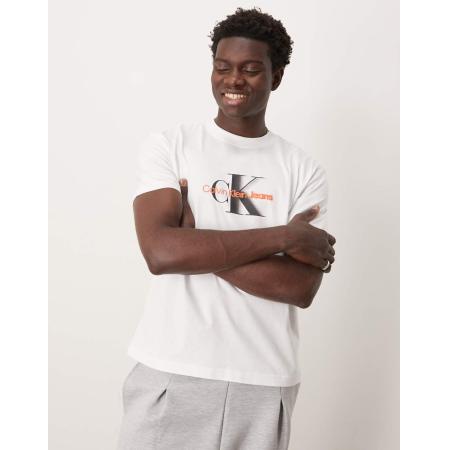 Calvin Klein Jeans - T-shirt met groot logo in wit en rood