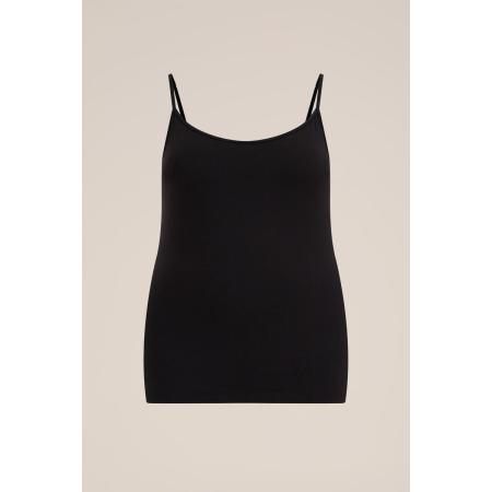 WE Fashion Dames singlet - Curve - Zwart - Katoen - Plus Size Maat: 50