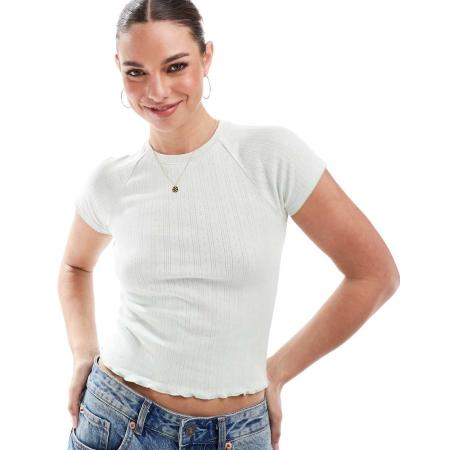 Cotton On Aansluitend ajourgebreid T-shirt in mintgroen