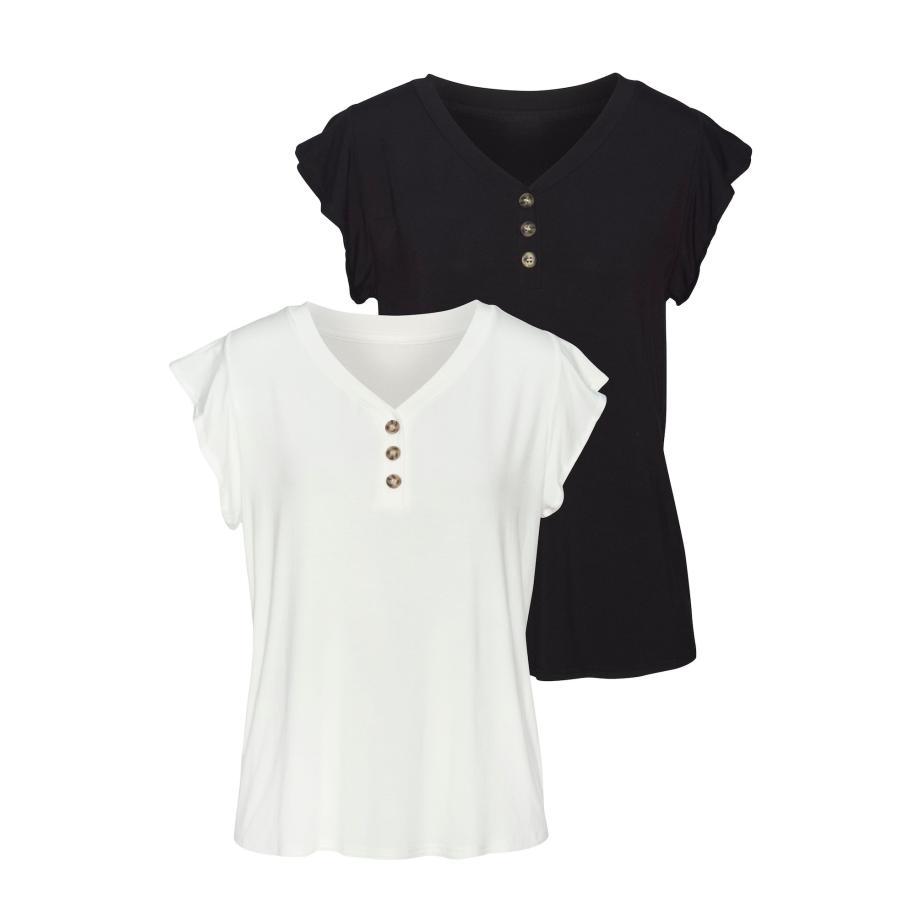 Lascana LASCANA Shirt zwart / wit -
