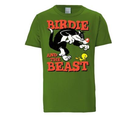 LOGOSHIRT Shirt Looney Tunes – Sylvester & Tweety olijfgroen