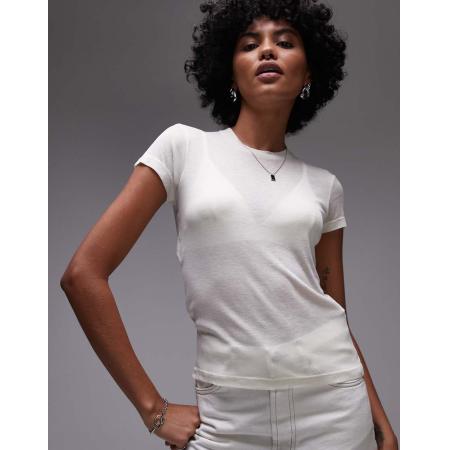 AllSaints June T-shirt in crème-Wit