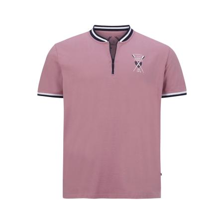 Charles Colby T-Shirt ritssluiting roze, Effen