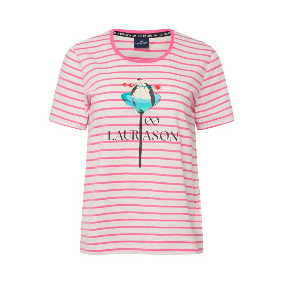 LAURASØN LAURASØN Shirt oudroze / wit -