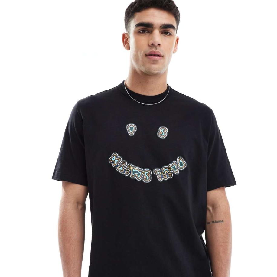 PS Paul Smith - T-shirt met logoprint in vorm van glimlach in zwart Zwart