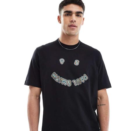 PS Paul Smith - T-shirt met logoprint in vorm van glimlach in zwart