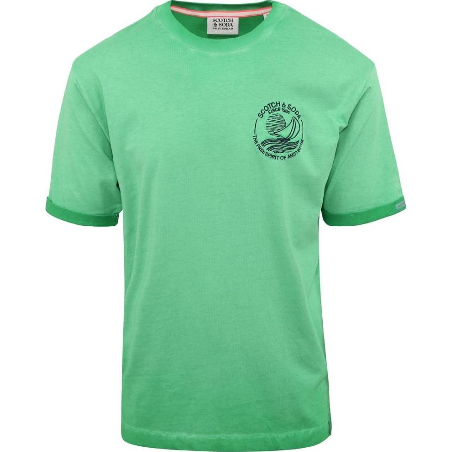 Scotch & Soda T-Shirt Logo Groen Groen