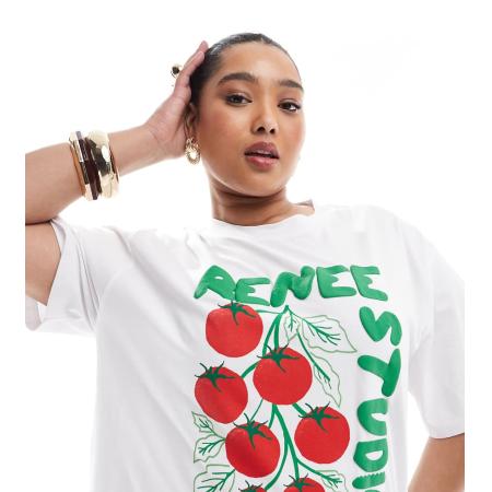 Renee Studio Exclusives T-shirt met tomatentak logo print in wit