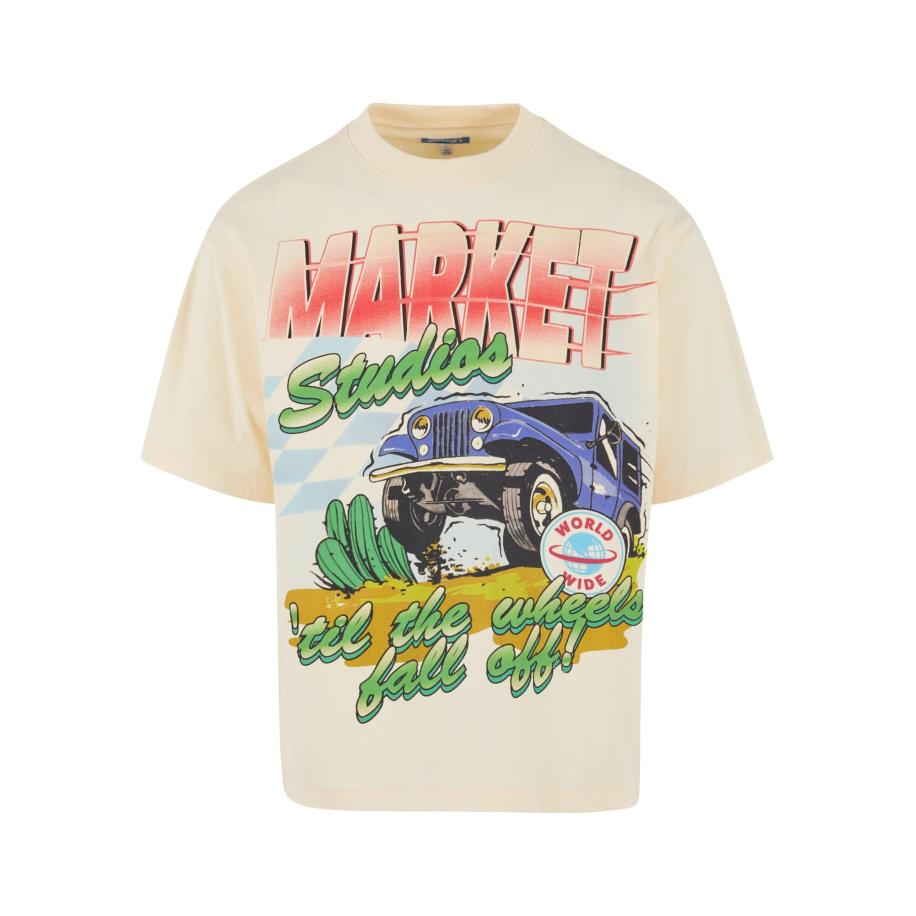 MARKET Shirt Wheels Off crème / blauw / groen / lichtrood Bruin