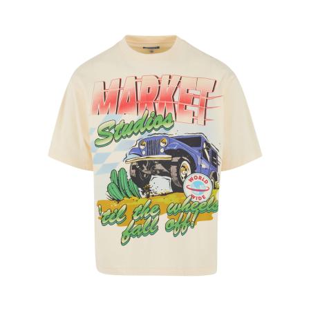 MARKET Shirt Wheels Off crème / blauw / groen / lichtrood