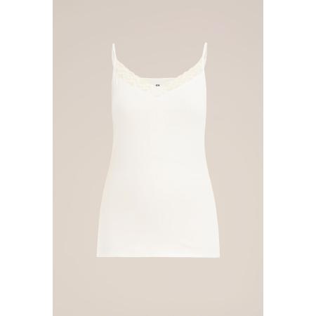 WE Fashion Dames singlet met kant - Curve - Gebroken wit - Katoen - Plus Size Maat: 52