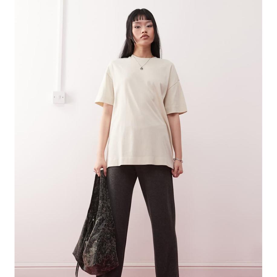 COLLUSION Oversized T-shirt van zware stof in ecru-Wit Wit