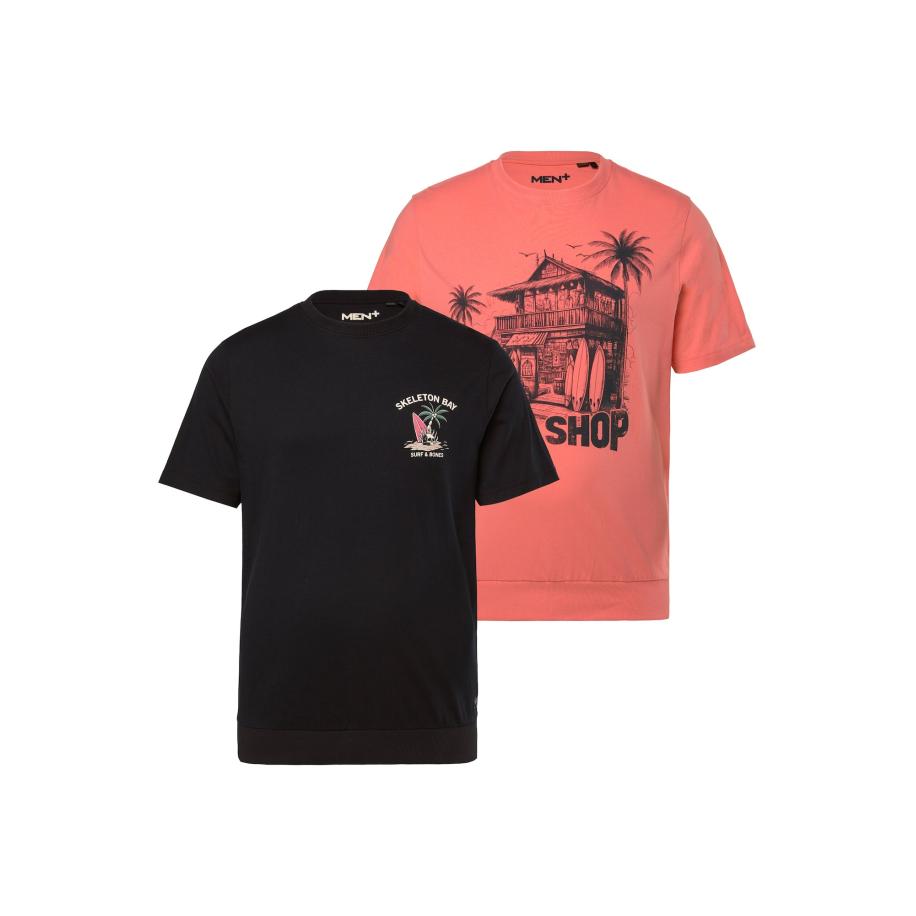 men plus Men Plus Shirt koraal / zwart -