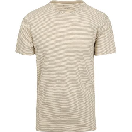 KnowledgeCotton Apparel T-shirt Strepen Beige