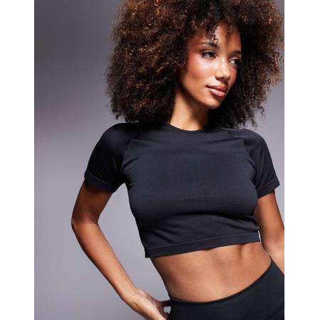 4505 Naadloos cropped baby-T-shirt met contour in zwart