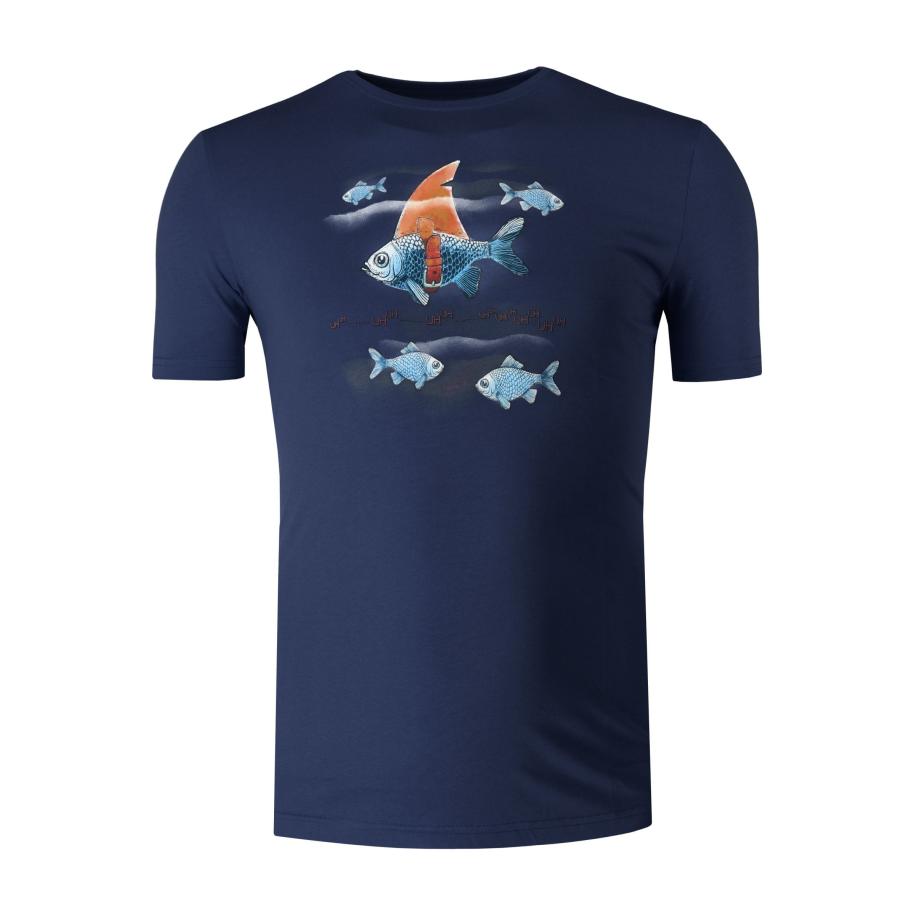 Marvelis Casual T-Shirt ronde hals marine, Bedrukt Blauw