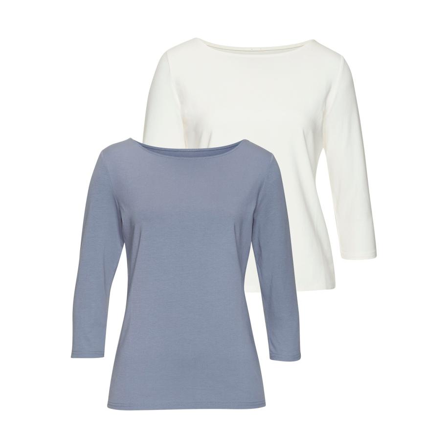 Lascana LASCANA Shirt smoky blue / wit -