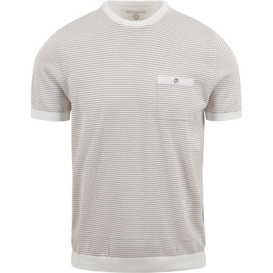 Blue Industry T-Shirt Streep Ecru Bruin