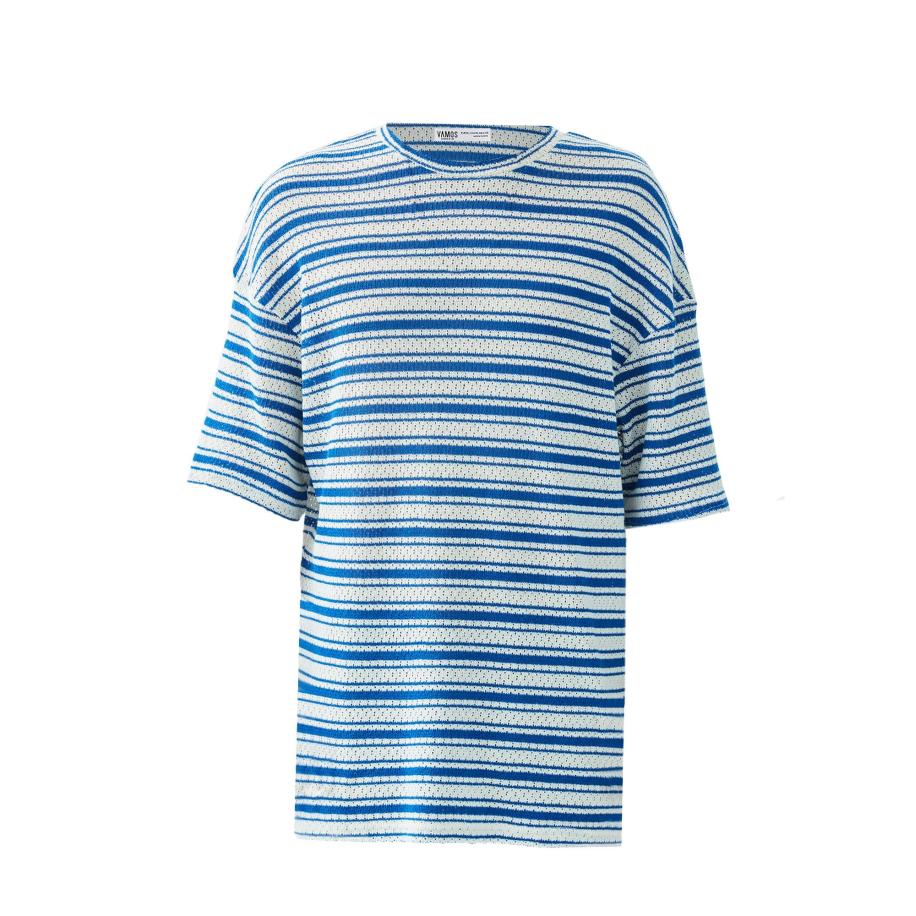 VAMOS CLO Shirt blauw gemêleerd / wit Blauw