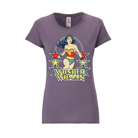 LOGOSHIRT Shirt Wonder Woman geel / donkerlila / rood