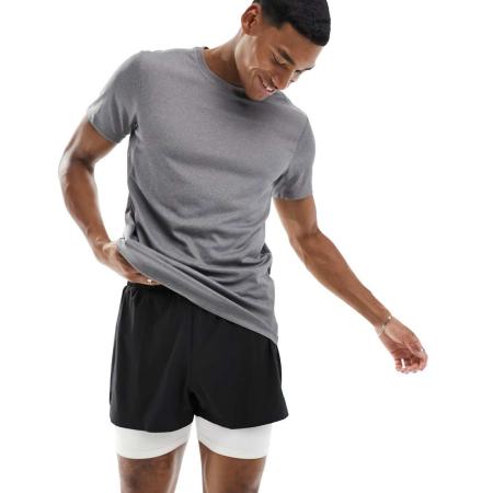 4505 - Trainingsshirt met quick-dry in gemêleerd grijs