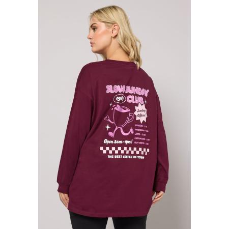 Yours Curve Burgundy Red 'Slow Sunday Club' Slogan Tshirt Size 66-68