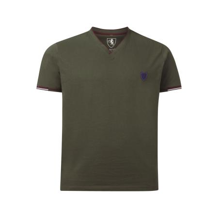 Charles Colby T-Shirt V-hals kaki, Effen