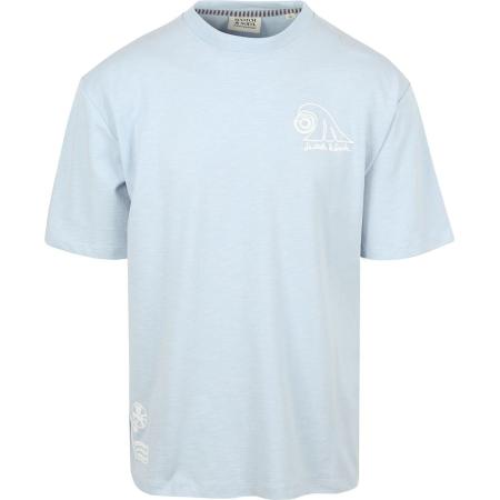 Scotch And Soda Slub Embroidery T-shirt Blue