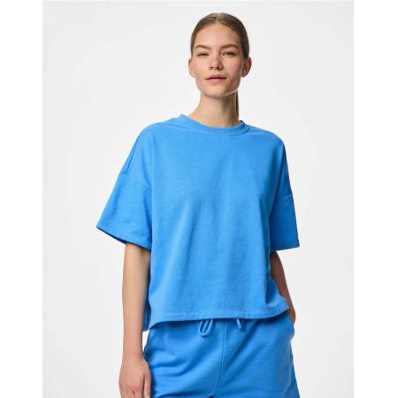 Pieces Top met korte mouwen in azuurblauw