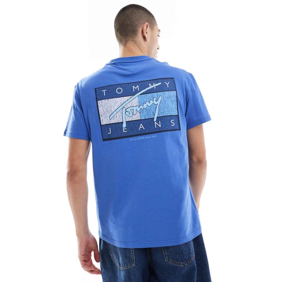 Tommy Jeans - T-shirt met print op de achterkant in blauw Blauw