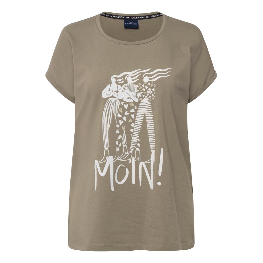 LAURASØN LAURASØN Shirt olijfgroen / wit -