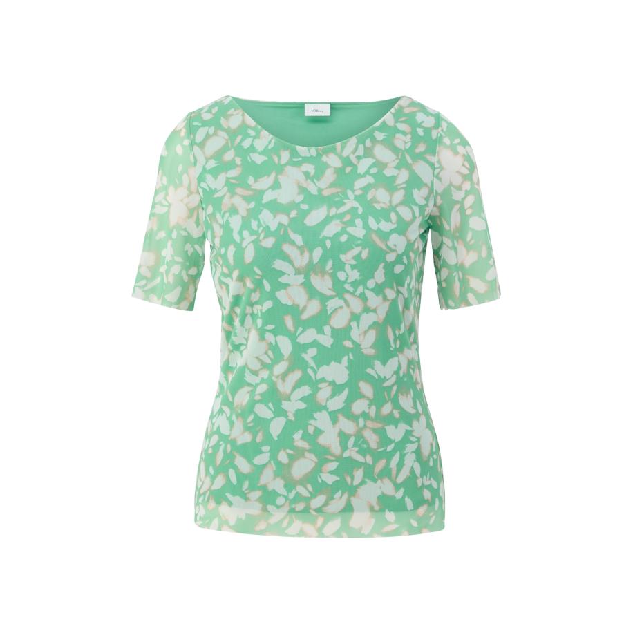 s.Oliver BLACK LABEL Shirt beige / mintgroen / wit Groen