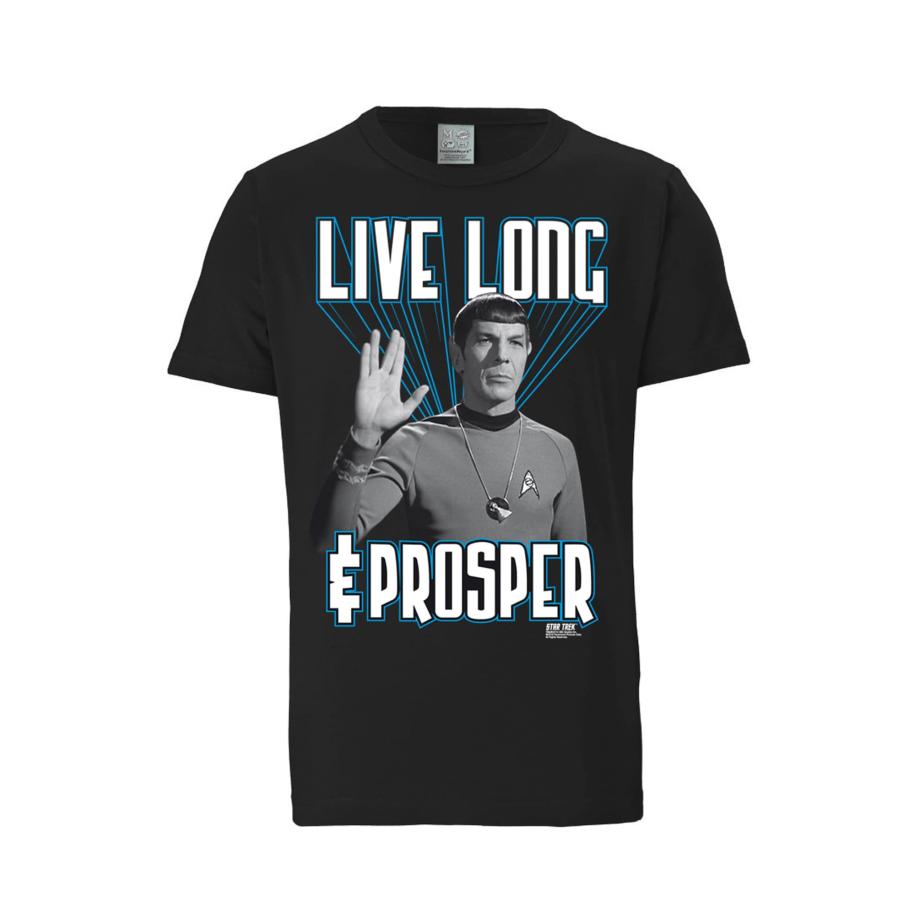 LOGOSHIRT Shirt Star Trek - Spock, Live Long zwart Zwart