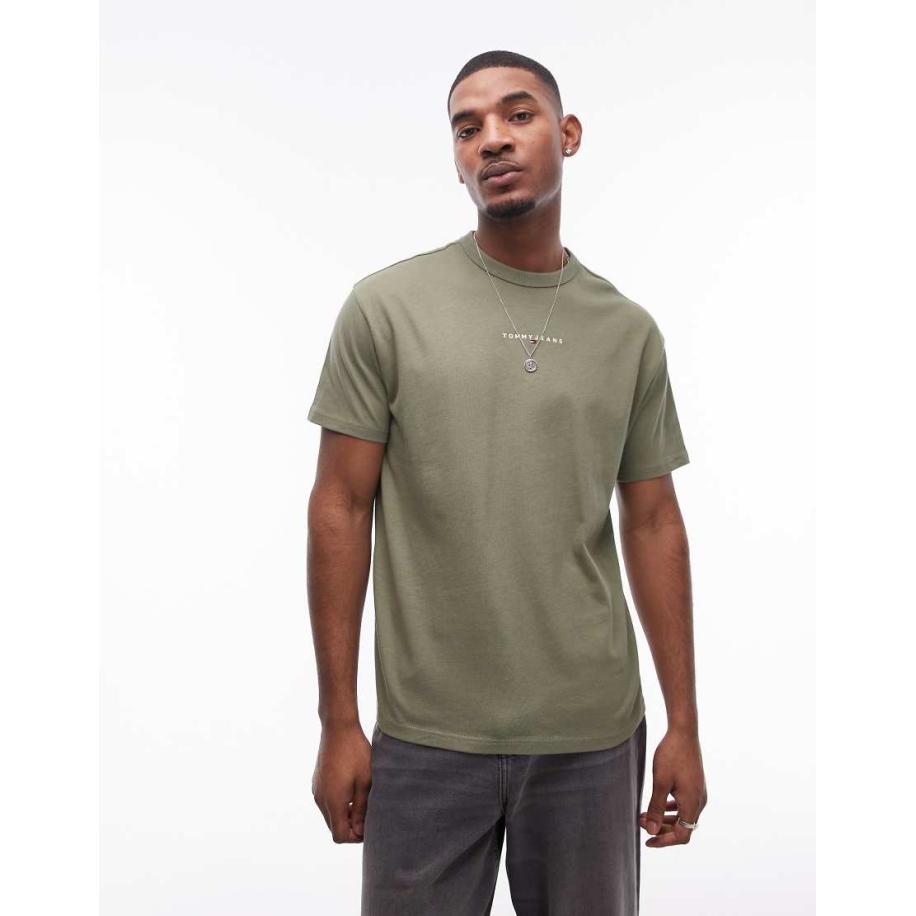 Tommy Jeans - T-shirt met klein logo in legergroen Groen