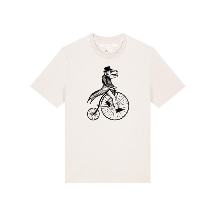 Watapparel Watapparel Shirt T-Rex auf Fahrrad zwart / wit -