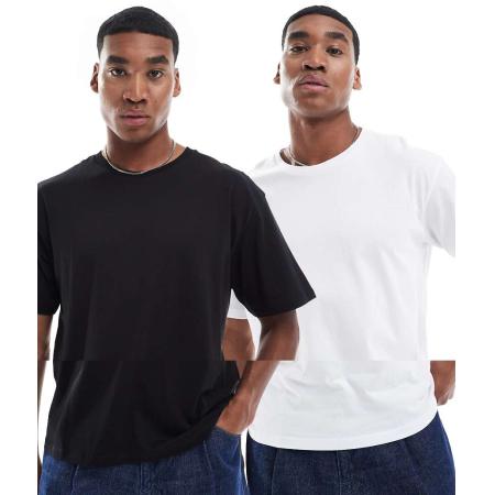 JJ Rebel - Set van 2 oversized T-shirts in zwart en wit-Veelkleurig