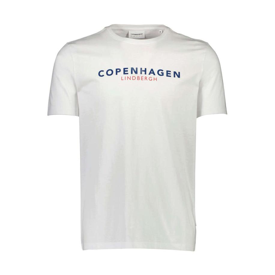 Lindbergh T-Shirt ronde hals wit, Bedrukt Wit