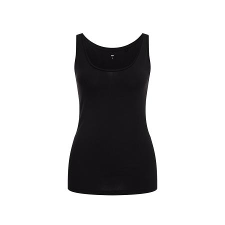 WE Fashion Dames singlet van katoenmix - Regular fit - Zwart - Katoen - Maat: XXXL