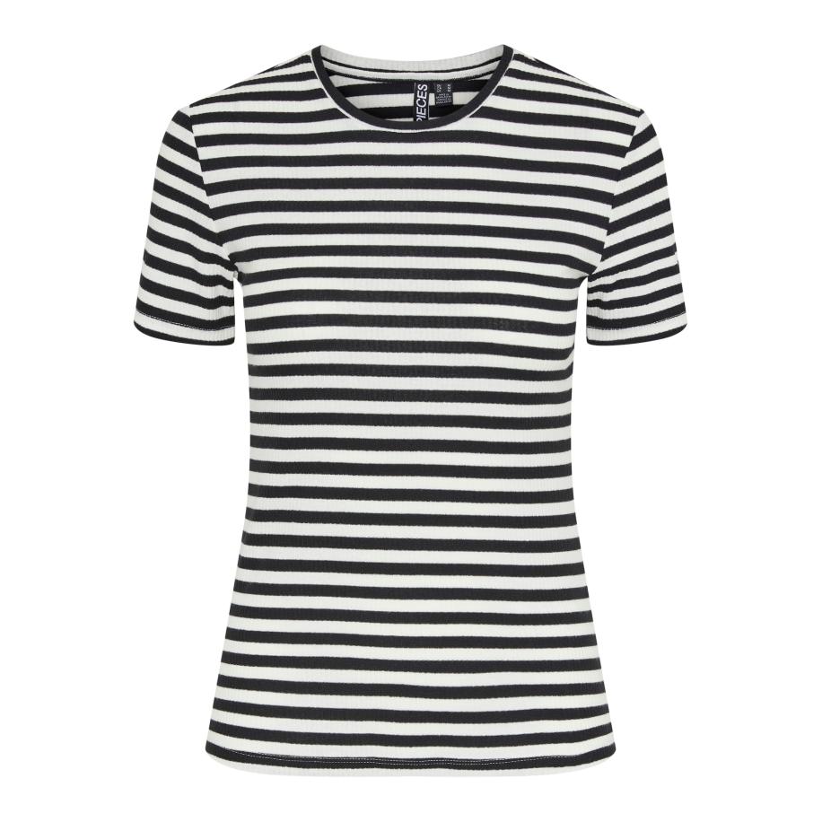 PIECES Shirt PCRUKA zwart / wit Zwart