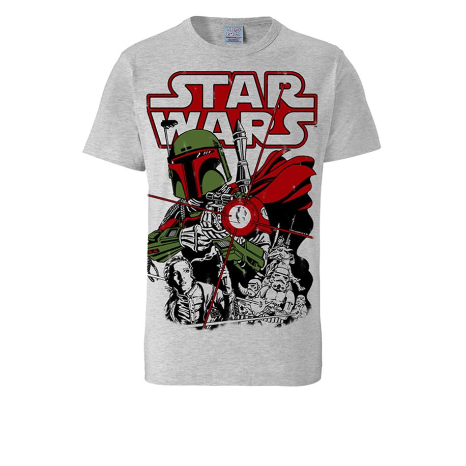 LOGOSHIRT Shirt Star Wars - Boba Fett grijs / groen / rood / zwart Grijs