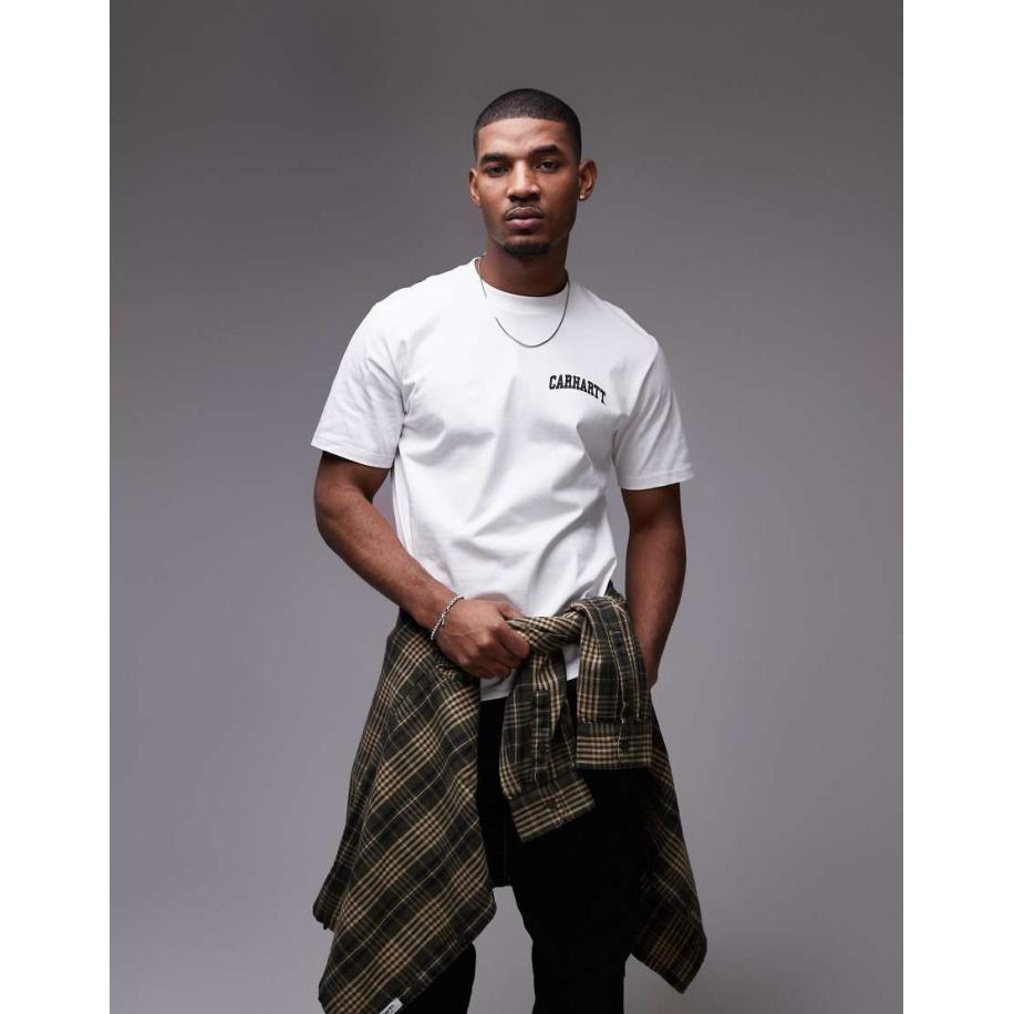 Carhartt WIP - T-shirt met university-tekstlogo in wit Wit