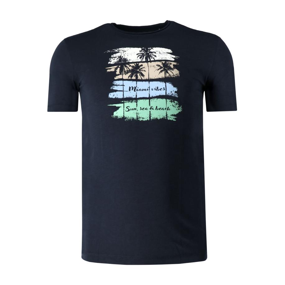 Marvelis Casual T-Shirt ronde hals marine, Bedrukt Blauw