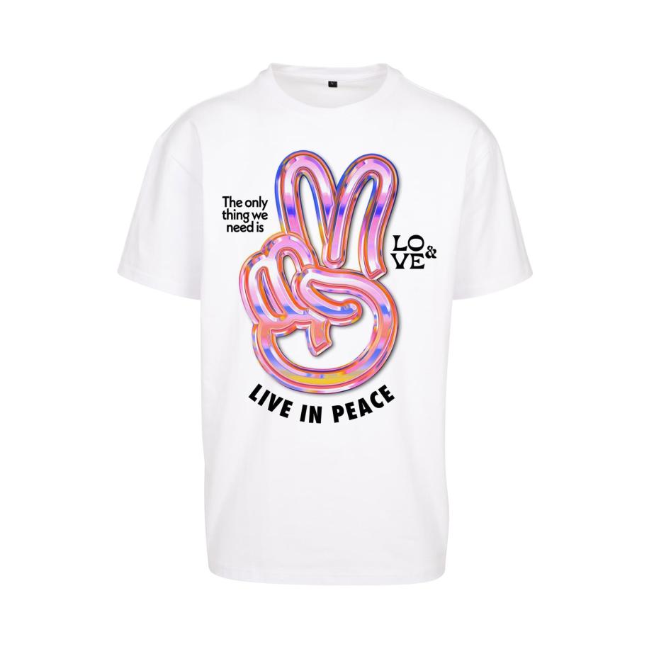 mister tee Mister Tee Shirt Live in Peace blauw / orchidee / zwart / wit -