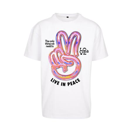 mister tee Mister Tee Shirt Live in Peace blauw / orchidee / zwart / wit