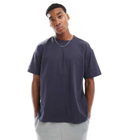 Cotton On - T-shirt met rechte pasvorm in marineblauw